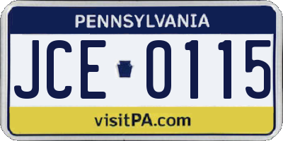 PA license plate JCE0115