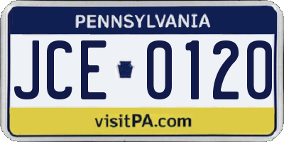 PA license plate JCE0120