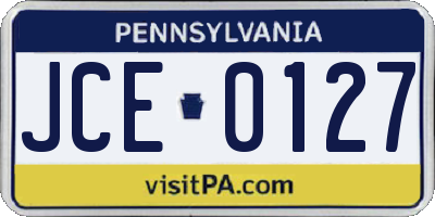 PA license plate JCE0127
