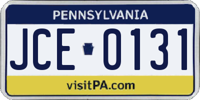 PA license plate JCE0131