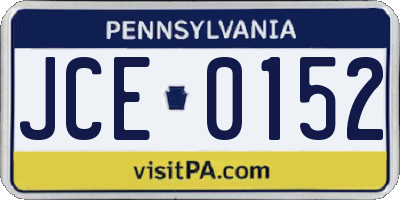 PA license plate JCE0152