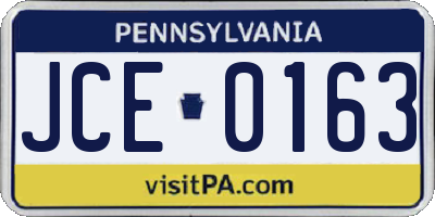 PA license plate JCE0163
