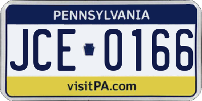 PA license plate JCE0166