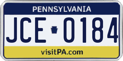 PA license plate JCE0184