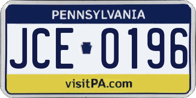 PA license plate JCE0196