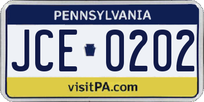 PA license plate JCE0202