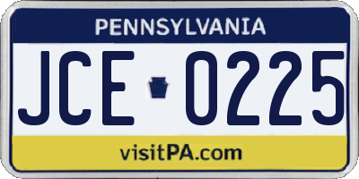 PA license plate JCE0225
