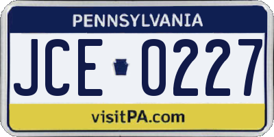 PA license plate JCE0227