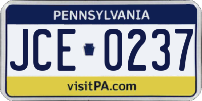 PA license plate JCE0237