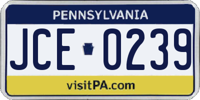 PA license plate JCE0239