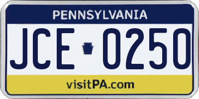 PA license plate JCE0250