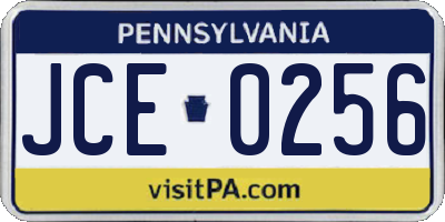 PA license plate JCE0256