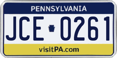 PA license plate JCE0261