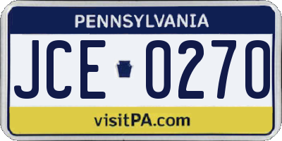 PA license plate JCE0270