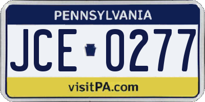 PA license plate JCE0277