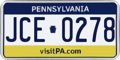PA license plate JCE0278