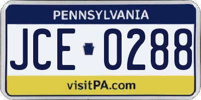 PA license plate JCE0288