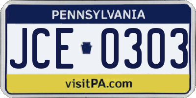 PA license plate JCE0303