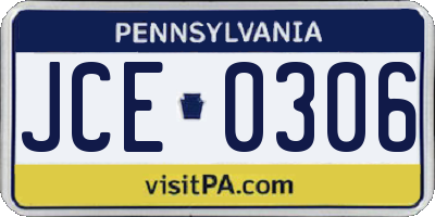 PA license plate JCE0306