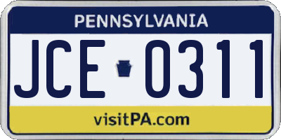 PA license plate JCE0311