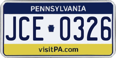 PA license plate JCE0326