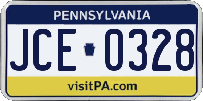 PA license plate JCE0328