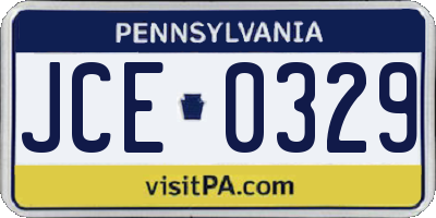 PA license plate JCE0329