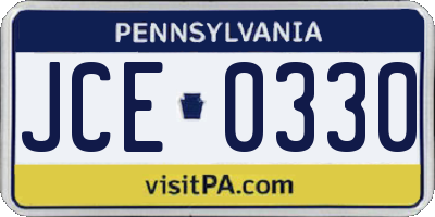 PA license plate JCE0330