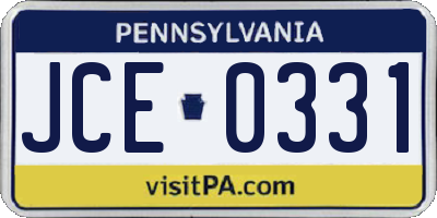 PA license plate JCE0331