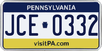PA license plate JCE0332