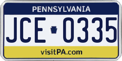 PA license plate JCE0335
