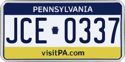 PA license plate JCE0337