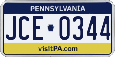 PA license plate JCE0344