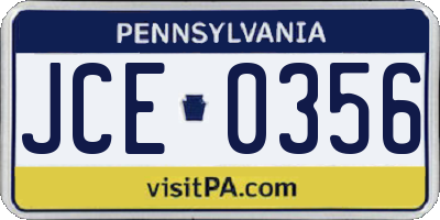 PA license plate JCE0356