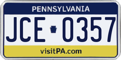 PA license plate JCE0357