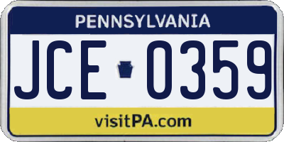 PA license plate JCE0359