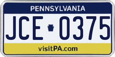 PA license plate JCE0375