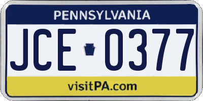 PA license plate JCE0377