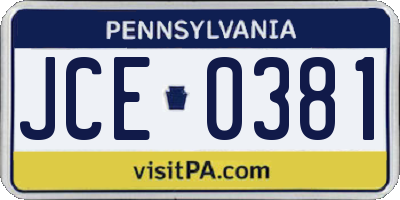 PA license plate JCE0381