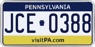 PA license plate JCE0388