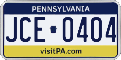 PA license plate JCE0404