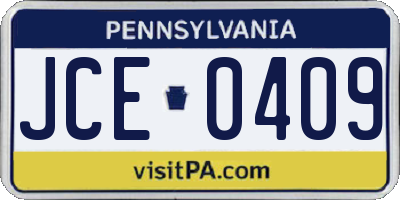 PA license plate JCE0409