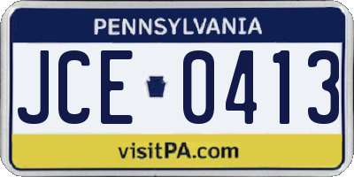 PA license plate JCE0413