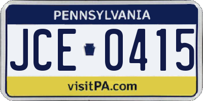 PA license plate JCE0415