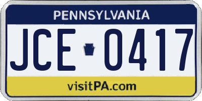 PA license plate JCE0417