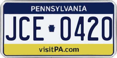 PA license plate JCE0420
