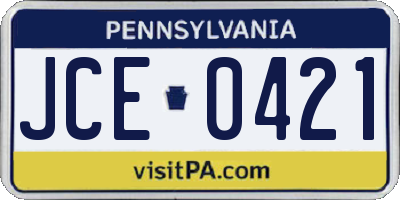 PA license plate JCE0421