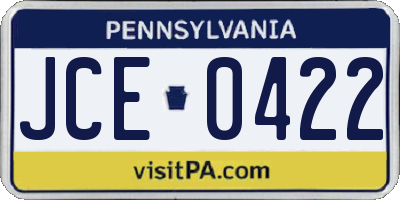 PA license plate JCE0422
