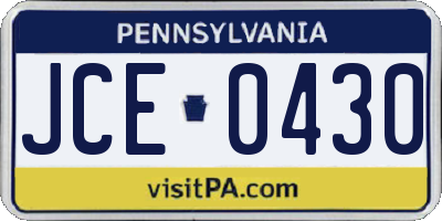 PA license plate JCE0430