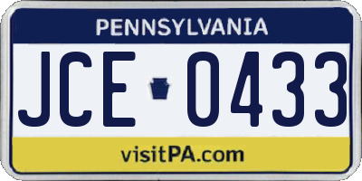 PA license plate JCE0433